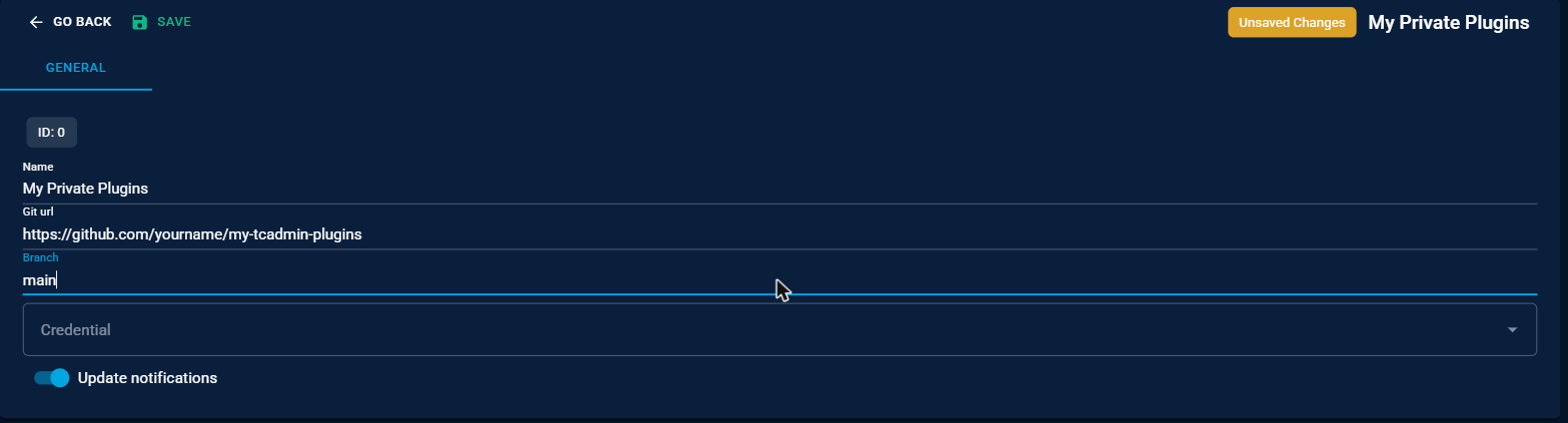 The new repository form